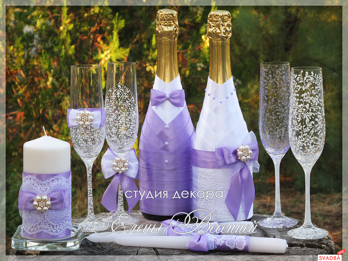 Свадебное шампанское Жених Невеста своими руками/декор свадебного шампанского