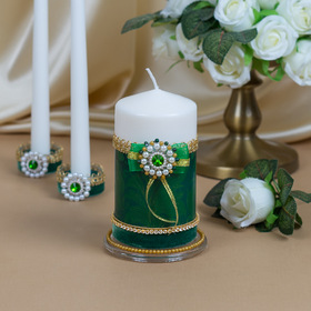 Свеча для декора изумрудной свадьбы
