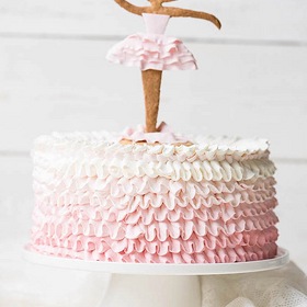        .  Cream wedding cake with figurine, Cream wedding cake with Ombre ruffle
